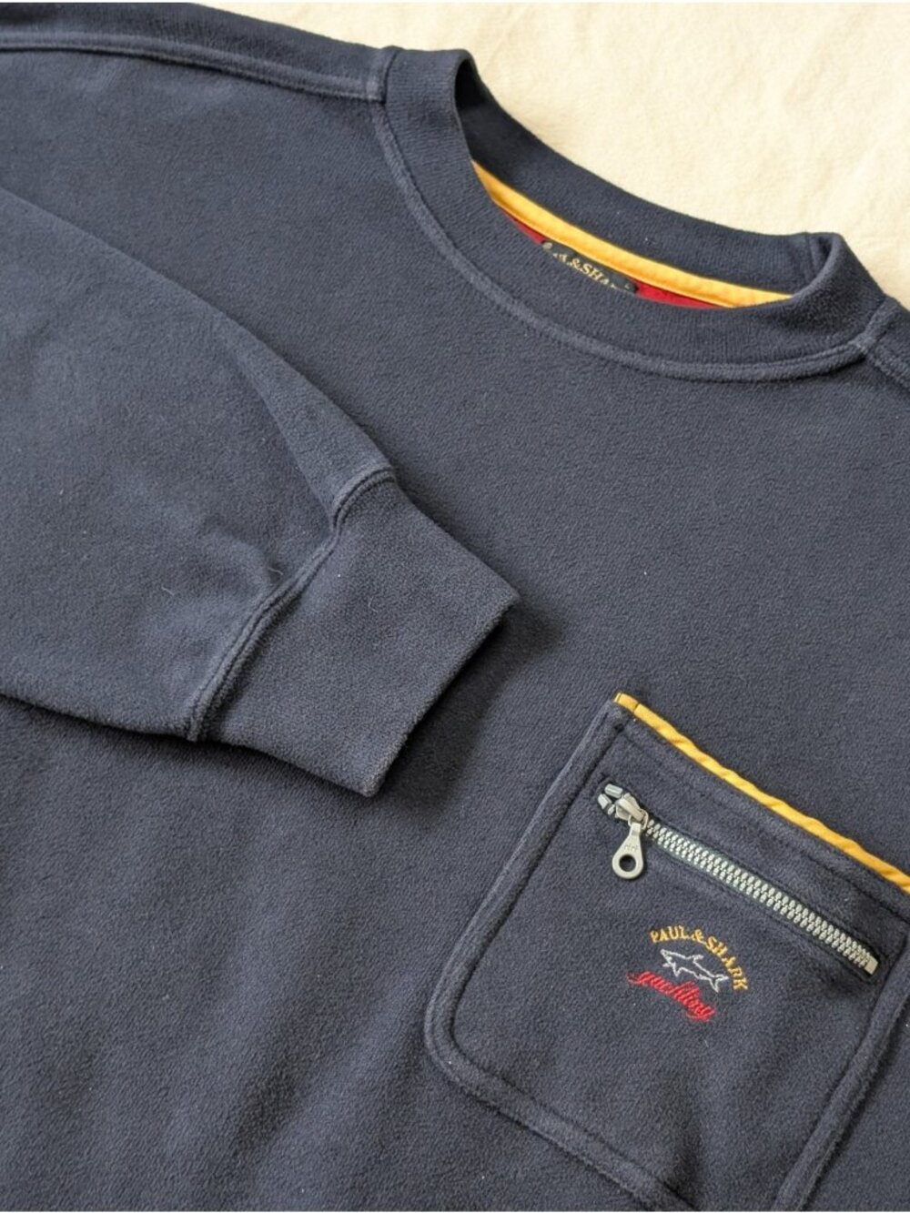 Paul & Shark Yachting VTG Y2K 100% Cotton Zip Piocket Crewneck Sweat Italy Large